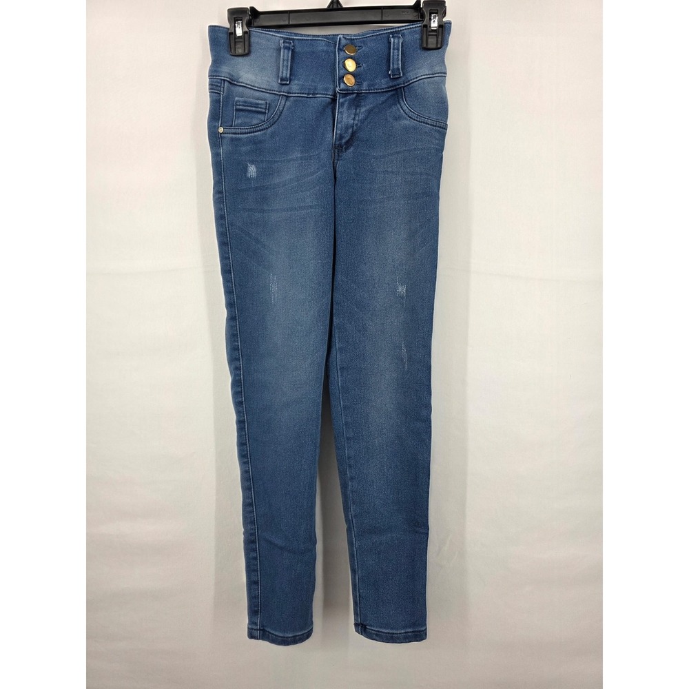 Monkey Jeans Womens High Waisted Skinny Jeans Blue Colombian Push Up Size 8